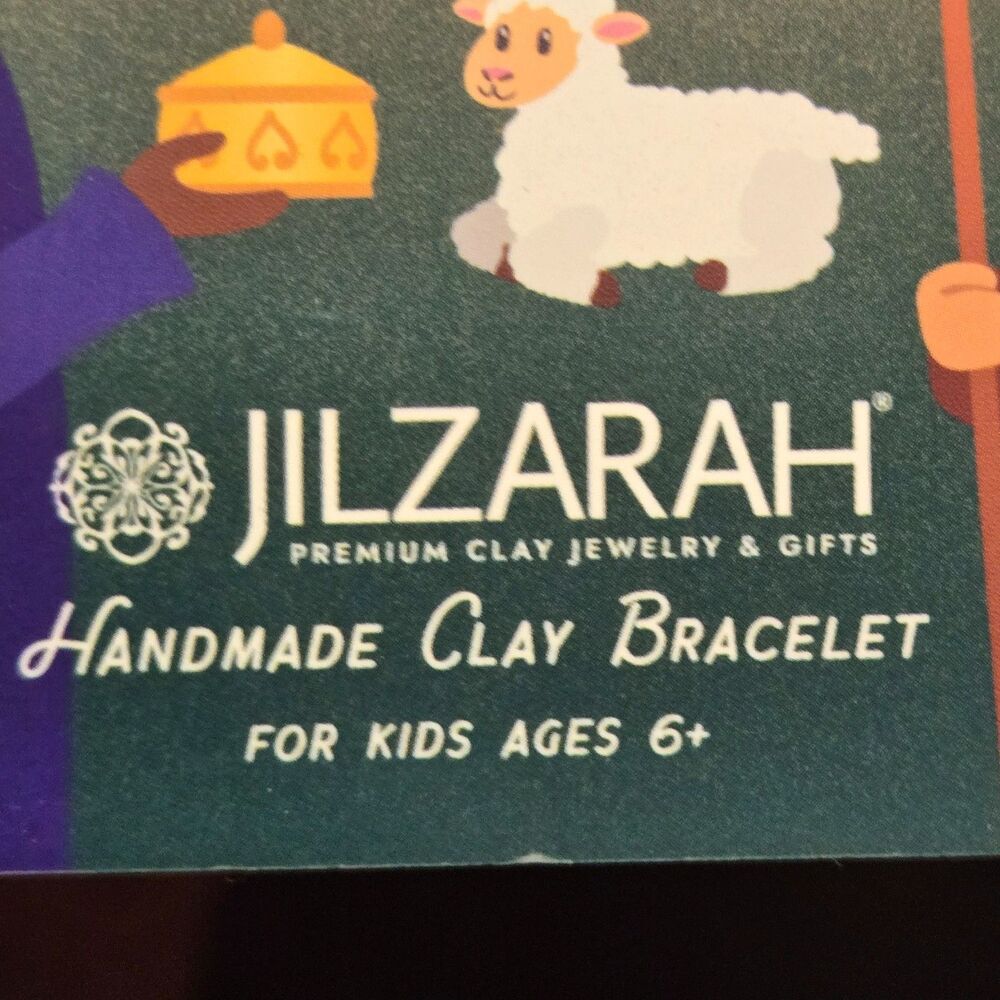 New Jilzarah Clay Beaded Kids Bracelet + Book Jesus Christmas story Manger Charm - Picture 4 of 6